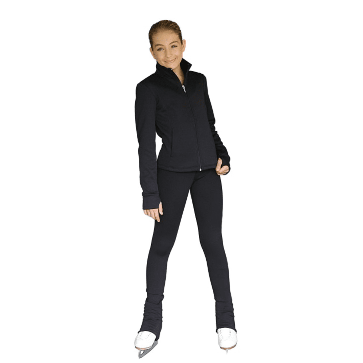 All Black 3Inch Waist Band Skate Figure Skating Pants
